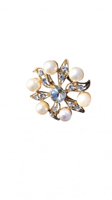 Pearl and Bling Floral Ring